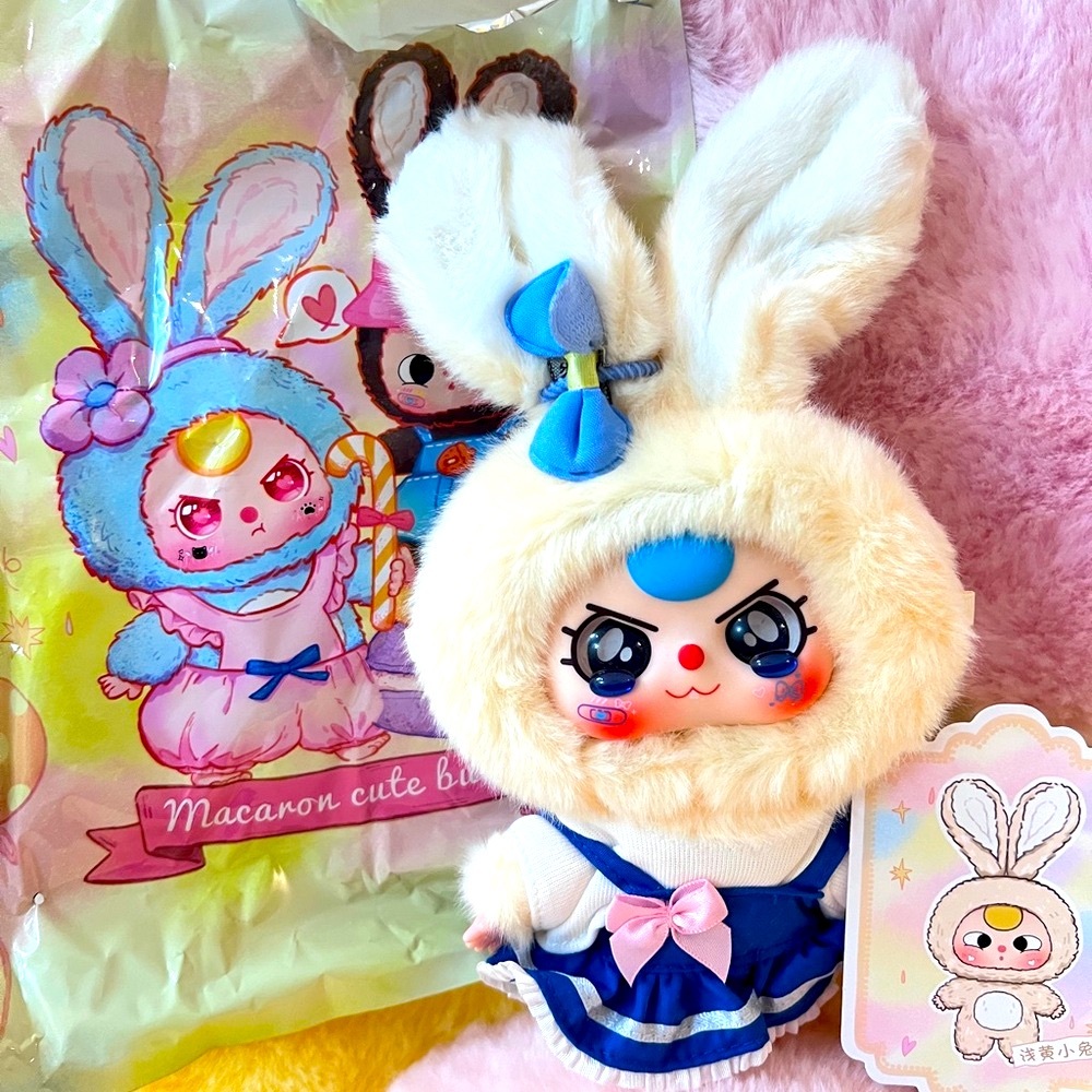 Macaron little bunny V1 from Babythree, plush keychain (Special eyes)